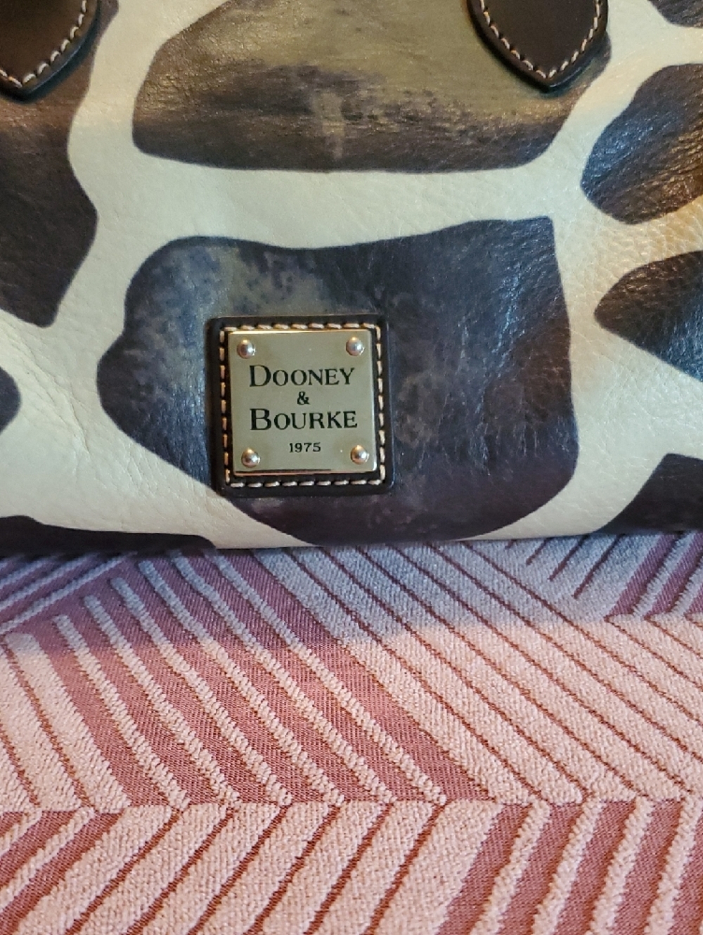 Dooney & Bourke Giraffe-Print Satchel in Brown and Cream - Picture 2 of 9